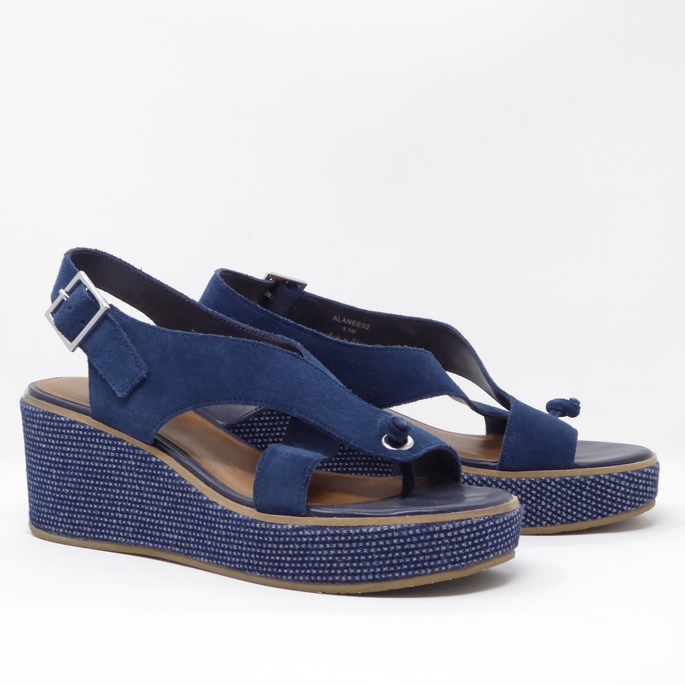 Donald J. Pliner Navy Suede Slingback Wedge Espadrilles